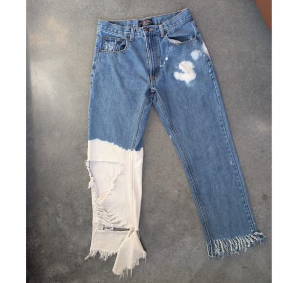 Architect Jean Co High-Rise Distressed Frayed Denim Bleached Women's Size 30 90s - Picture 3 of 15